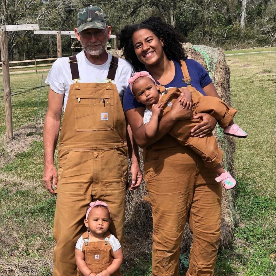 Chris and Kiona, owners of Rocky Soil Family Farm, pose with their little helpers, 19-month-old twins, Amaya and Aleah. Rocky Soil Family Farm will be joining the Farm Tour for the second year.