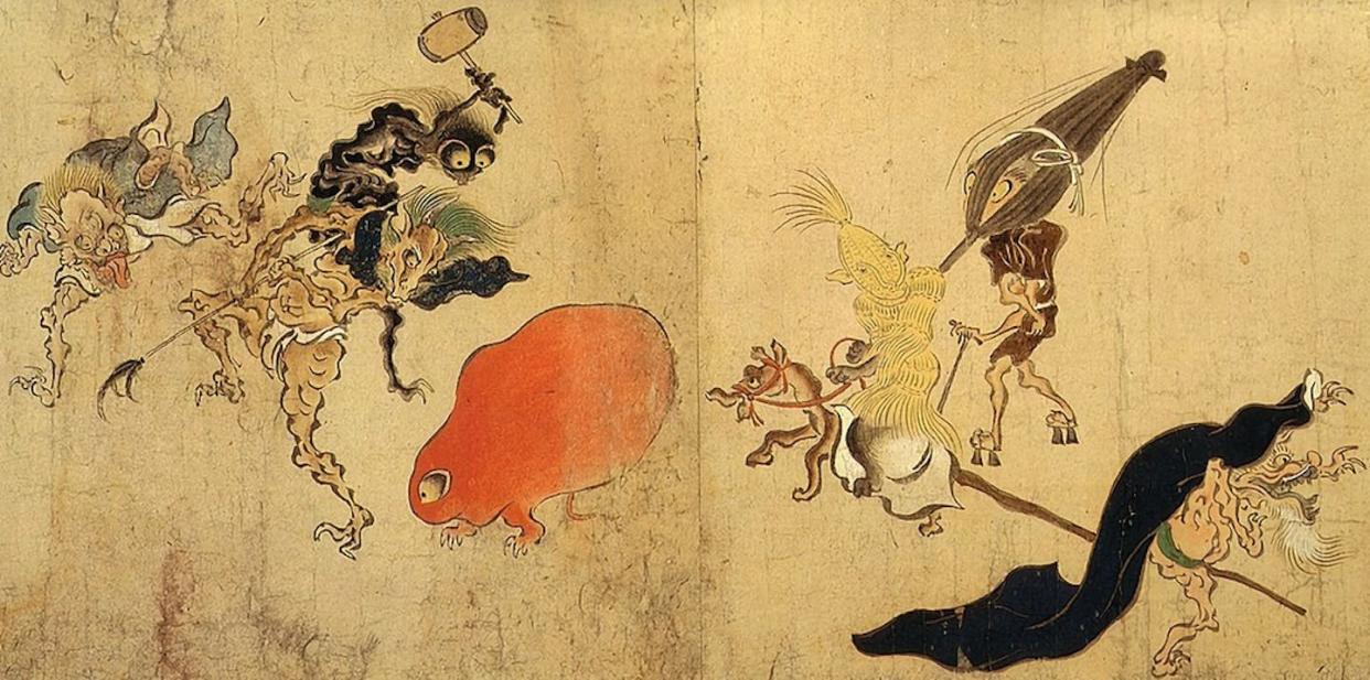 Monsters and spirits –including 'tsukumogami,' which are made of everyday objects – in the 'Hyakki-Yagyō-Emaki' scroll, painted between the 14th and 16th centuries. <a href="https://upload.wikimedia.org/wikipedia/commons/thumb/3/3f/Hyakki-Yagyo-Emaki_Tsukumogami_1.jpg/1024px-Hyakki-Yagyo-Emaki_Tsukumogami_1.jpg" rel="nofollow noopener" target="_blank" data-ylk="slk:Wikimedia Commons;elm:context_link;itc:0;sec:content-canvas" class="link ">Wikimedia Commons</a>