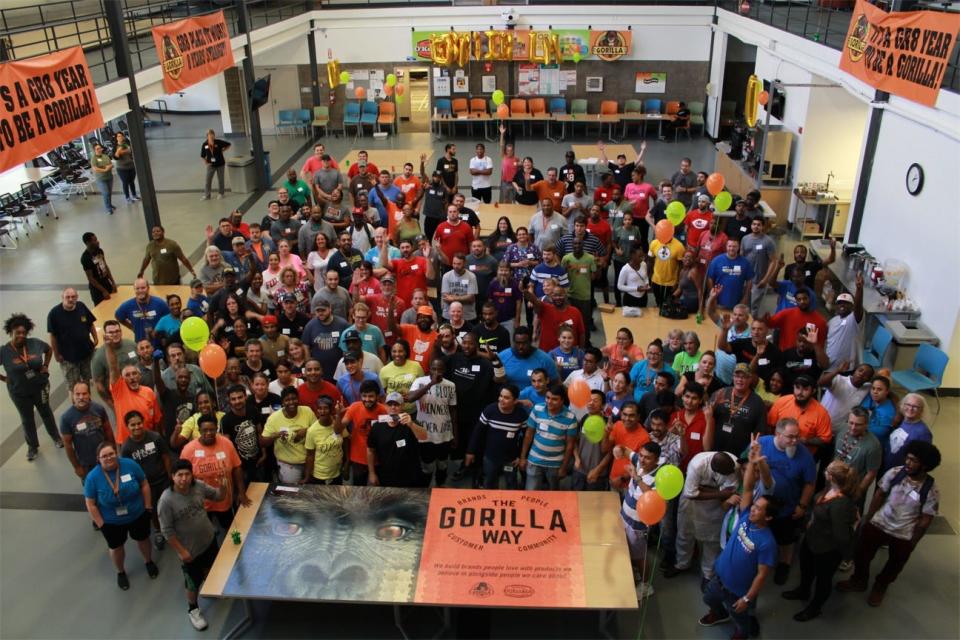 Some Gorilla Glue employees at a team-building event.
