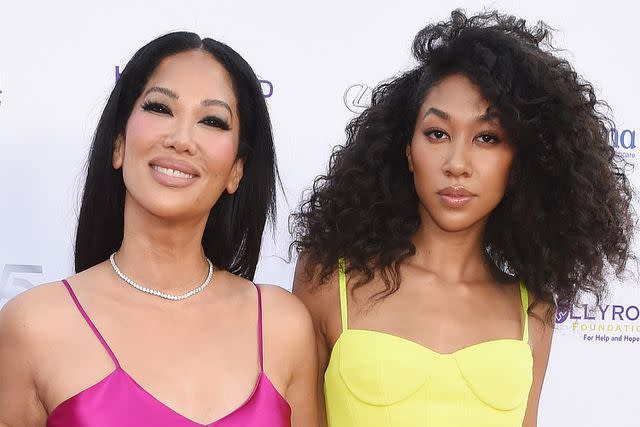 <p>Gilbert Flores/Variety via Getty </p> Kimora Lee Simmons (C) and Aoki Lee Simmons (R) at the Hollyrod 2023 Designcare Gala in Los Angeles on July 15, 2023
