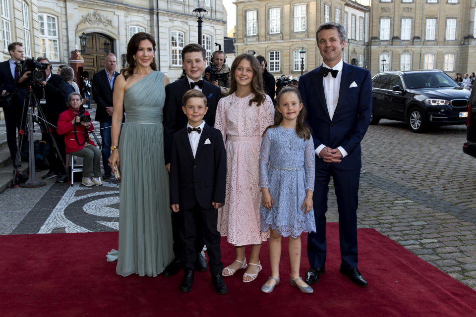 Crown Prince Frederik and Crown Princess Mary and their four children arrive at Amalienborg Royal Palace on June 7, 2019