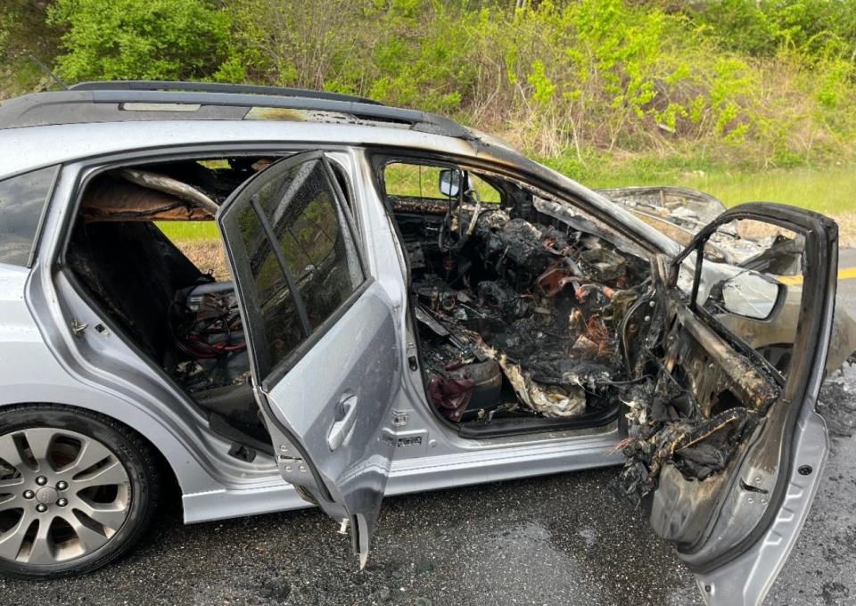 Maggie Marchand, 18, said she was "lucky to be alive" after her vehicle caught fire and brakes failed while she was driving on Route 101 Tuesday.