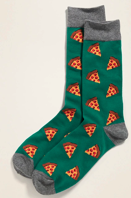 green socks with pizza slices