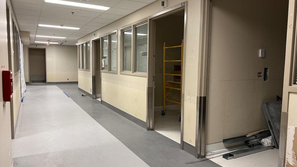 A new mental health crisis zone is seen under construction at the Montfort Hospital on May 24, 2024. The hospital reports more than 50,000 annual visits to its ER, eight per cent of which are related to mental health, and it's building this dedicated space to better treat those patients.