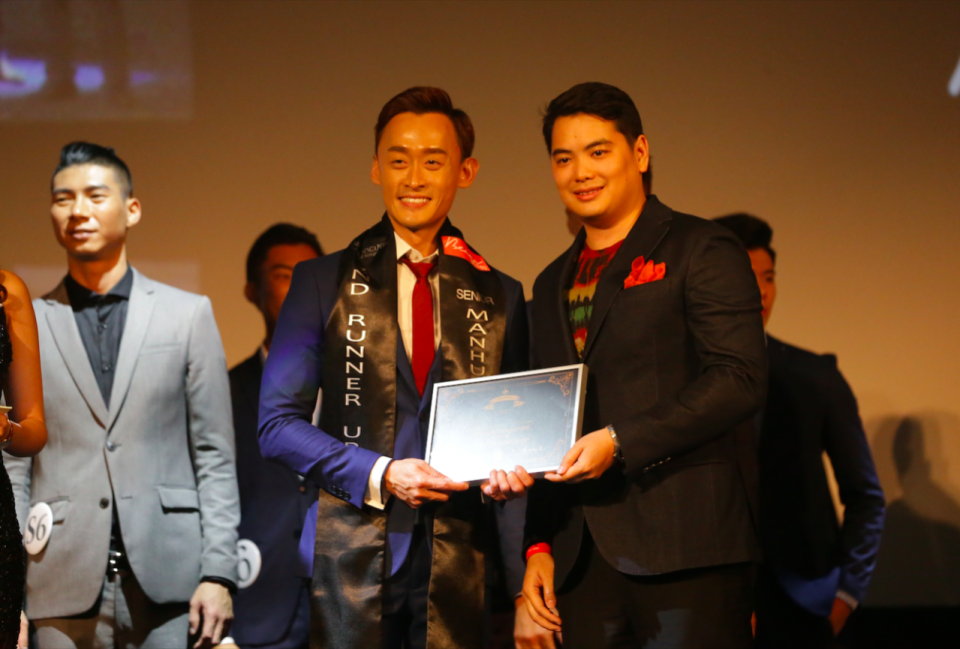 Vocal coach Caleb Wong, 35, was 2nd runner-up in the Senior Manhunt category. (Photo: Yahoo Singapore)