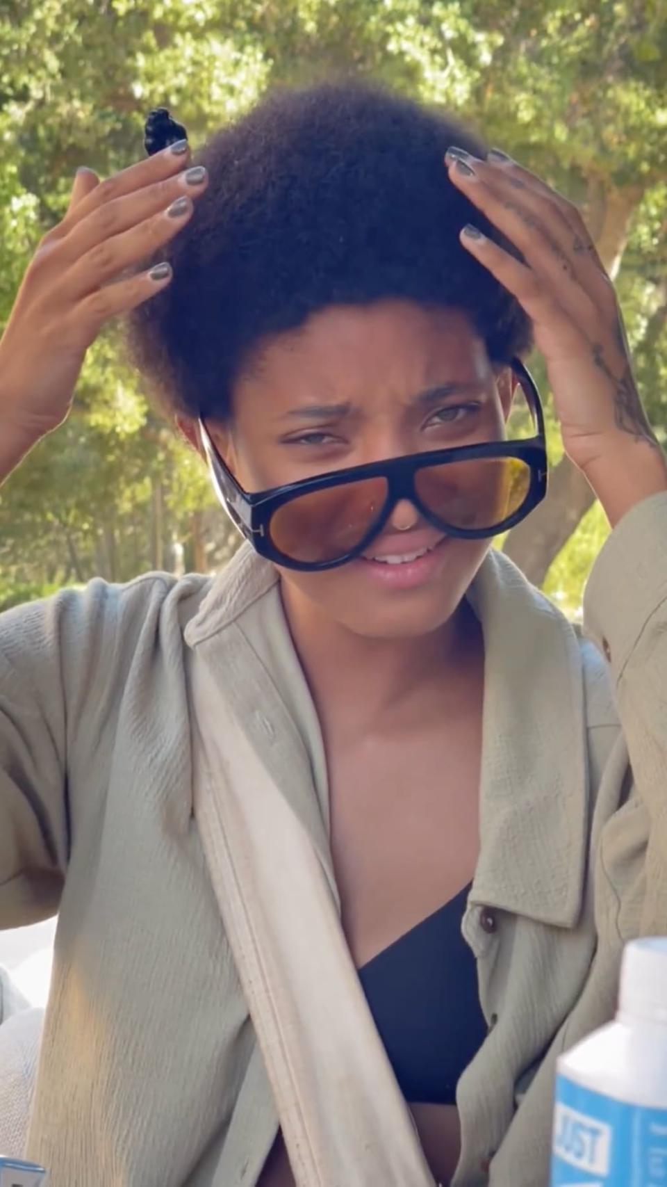 Willow Smith rocked a natural afro in a candid moment shared on Instagram