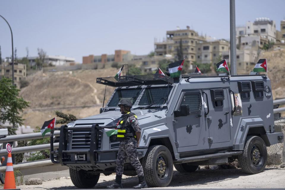 Jordanian security patrol deployed for royal wedding