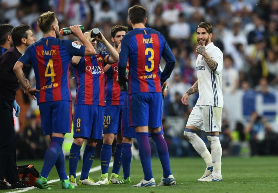 Who knows? Maybe Sergio Ramos will lose his temper and add some flair to the exhibition El Clasico. (Getty)