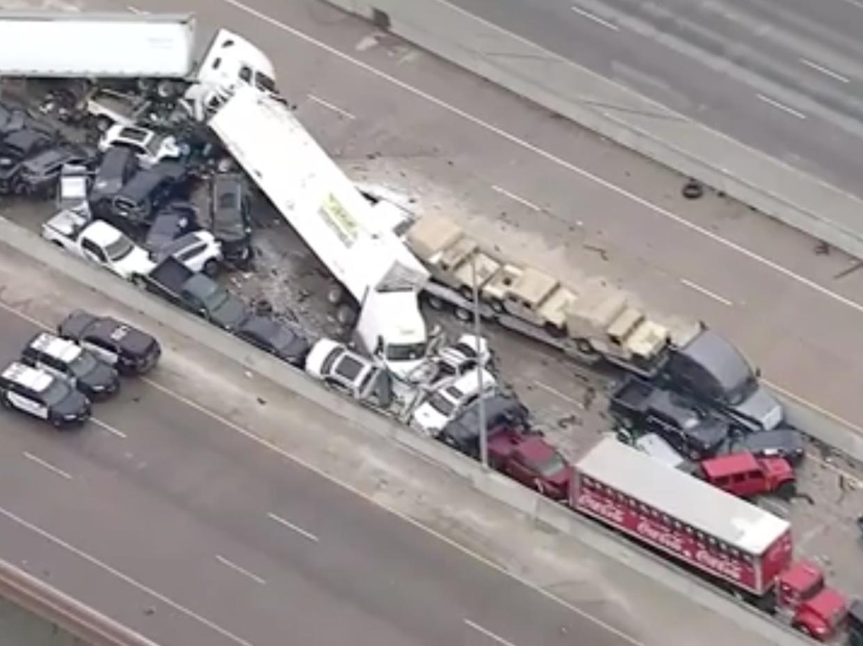 The deadly pile up in Texas on 11 February 2021 ((WFAA))