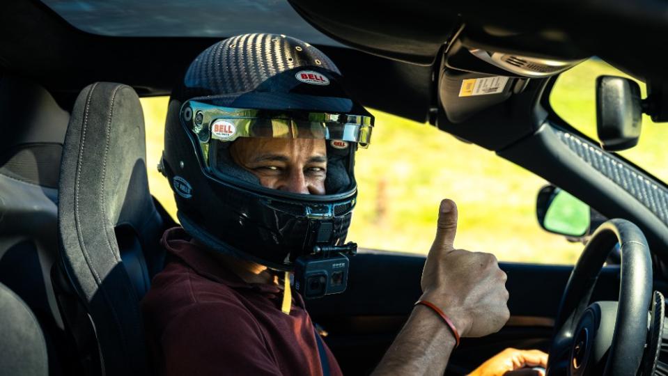 Basem Wasef in the cockpit of a McLaren Spider - Credit: Sun Valley Tour de Force