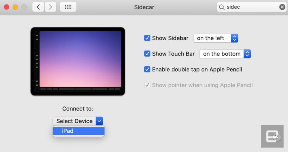 Sidecar in macOS Catalina