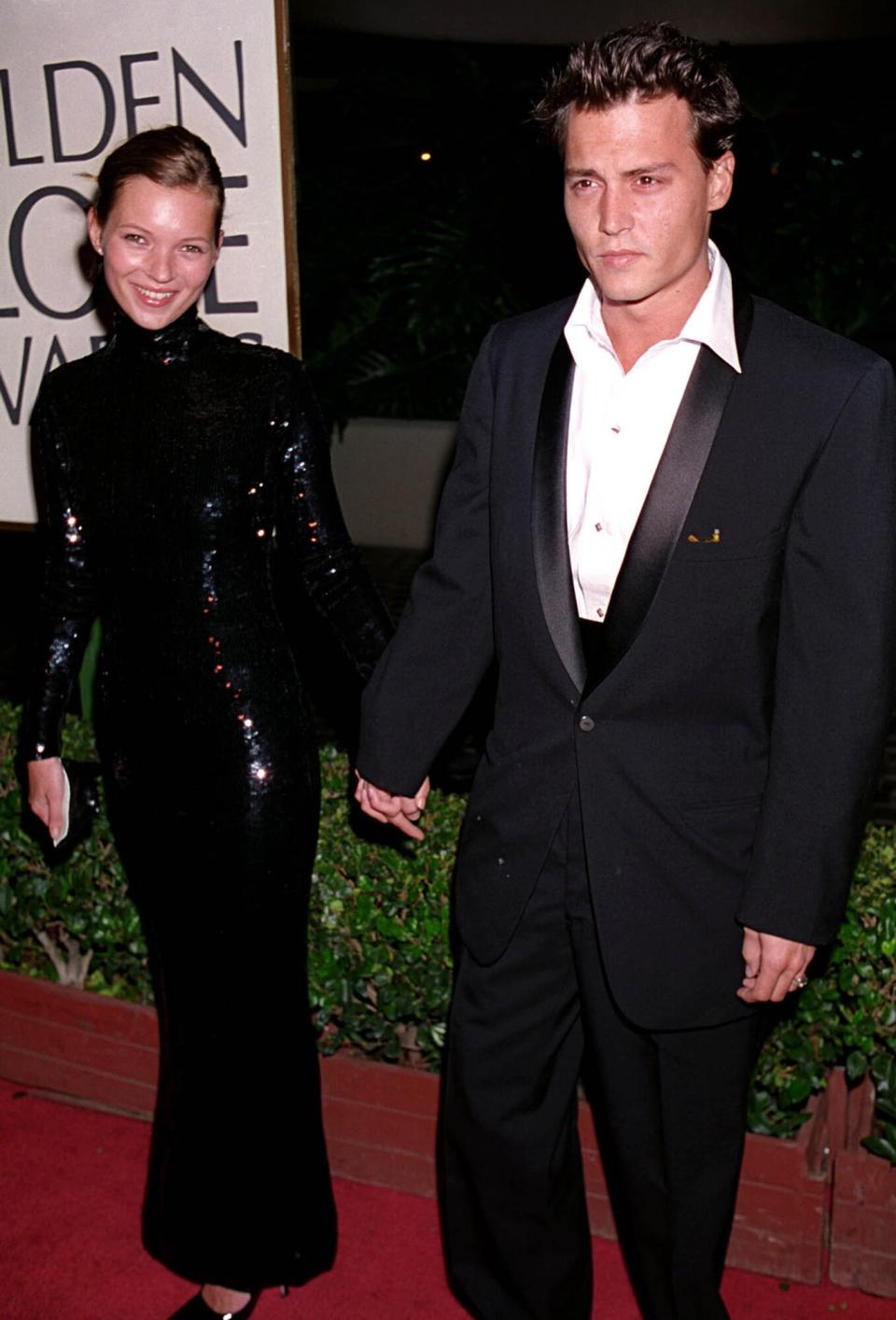 Kate Moss & Johnny Depp a during 1995 Golden Globe Awards in Los Angeles, California