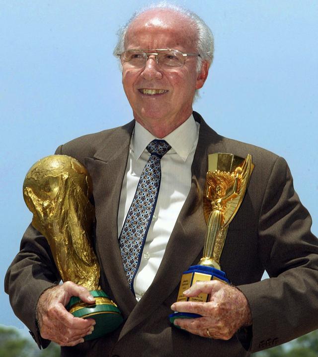 The Jules Rimet Trophy (l) along with it's successor 'The FIFA