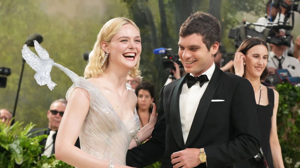 new york, new york may 06 elle fanning and gus wenner attend the 2024 met gala celebrating sleeping beauties reawakening fashion at the metropolitan museum of art on may 06, 2024 in new york city photo by jeff kravitzfilmmagic