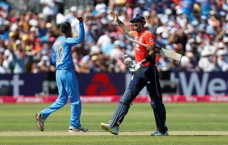 Cricket - England v India - Third International T20 - The Brightside Ground, Bristol, Britain - July 8, 2018 England's Alex Hales walks off after being dismissed by India's Hardik Pandya Action Images via Reuters/Ed Sykes