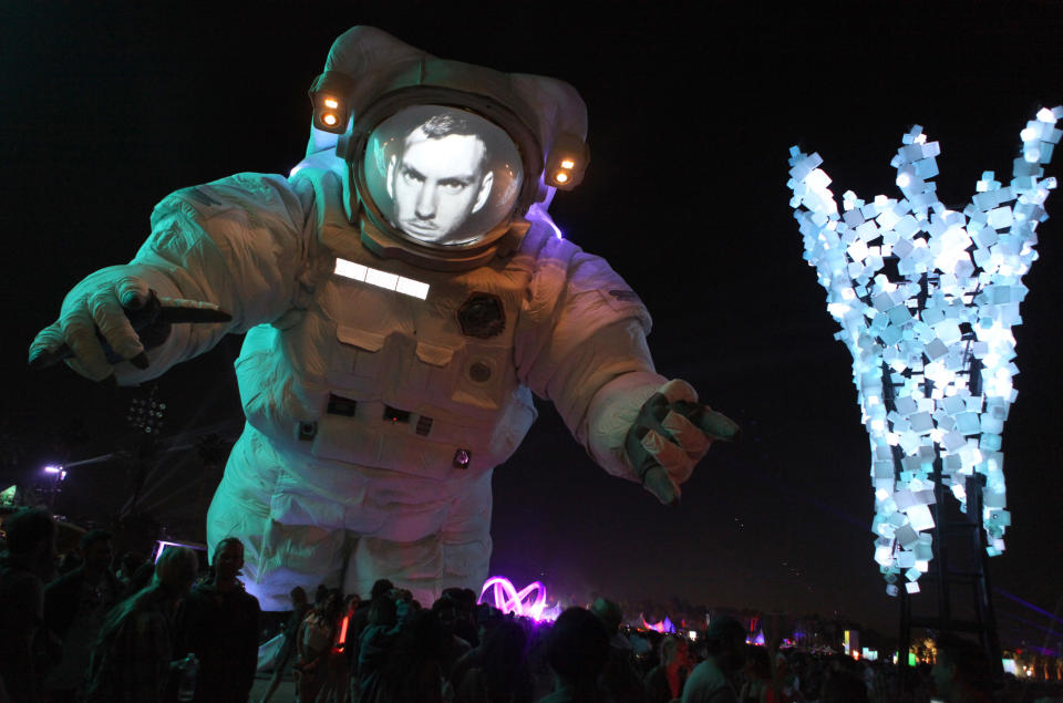 A giant art piece at Coachella