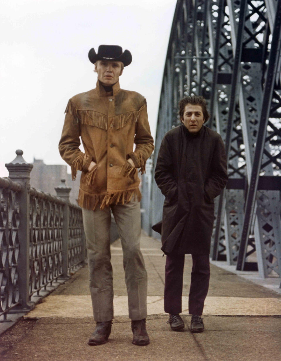 American actors Dustin Hoffman and Jon Voight on the set of Midnight Cowboy, directed by John Schlesinger. (Photo by Photo United Artists/Sunset Boulevard/Corbis via Getty Images)