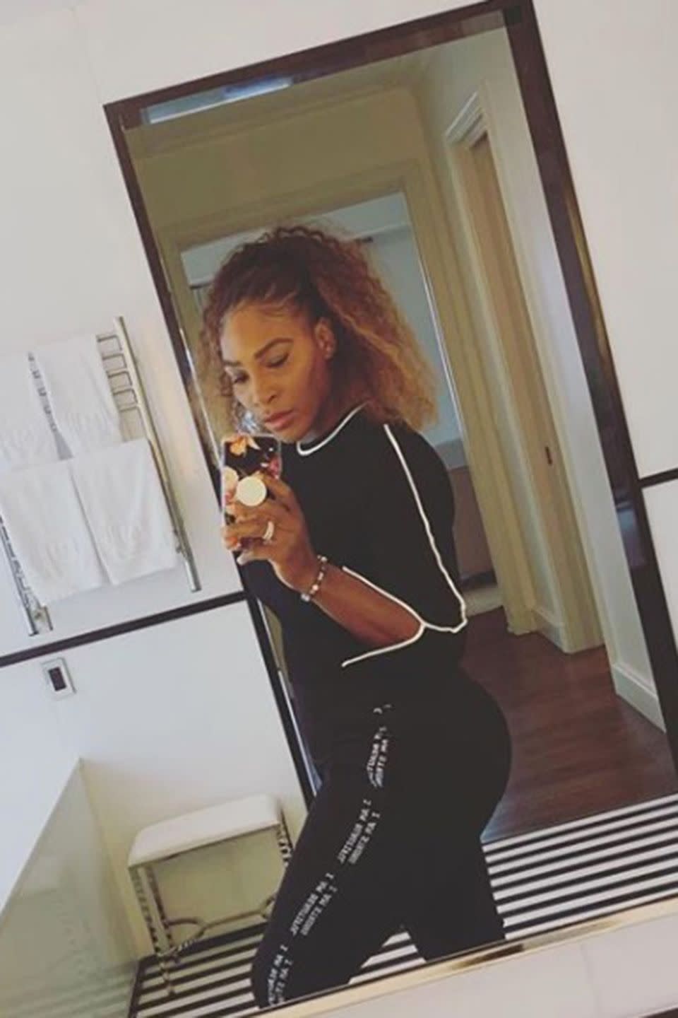 Serena Williams took a selfie in the bathroom mirror during the baby shower