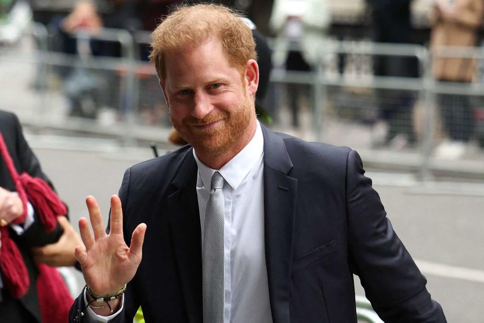<p>ADRIAN DENNIS/AFP via Getty Images</p> Prince Harry arriving at court in London in June 2023