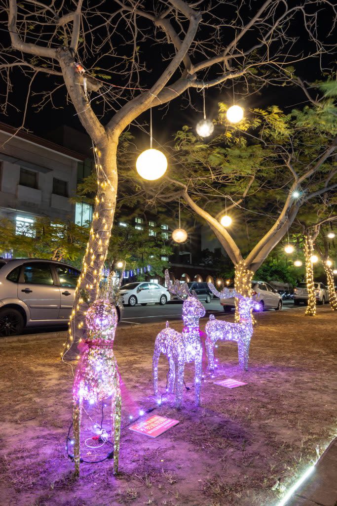 安平區公所與警四分局，廿三日晚舉行安平區政園區光景區域點燈儀式，讓民眾感受耶誕節氣氛。（安平區公所提供）