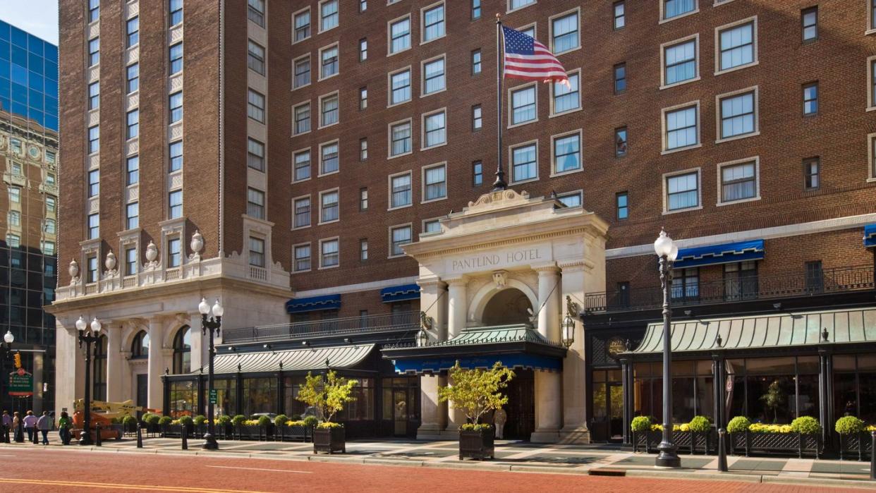 a building with a flag on top