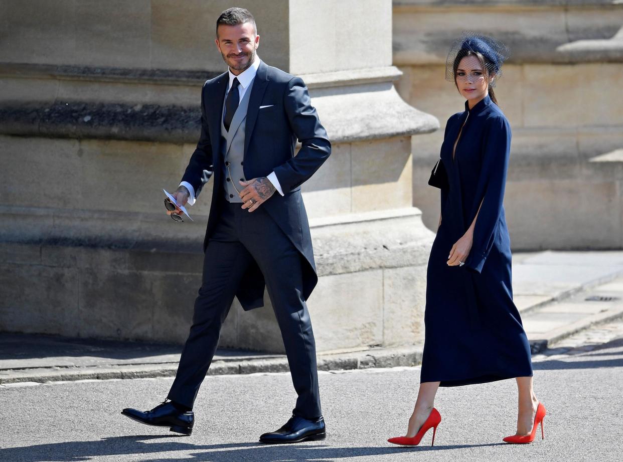 David and Victoria Beckham attend the Royal Wedding 2018: AFP/Getty Images