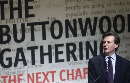 John Micklethwait speaks during the publication's Buttonwood Gathering in New York October 24, 2012. REUTERS/Carlo Allegri