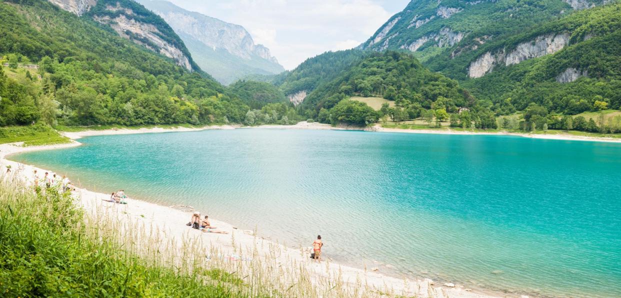 <span>Lago di Tenno, near Riva del Garda in Trentino, northern Italy.</span><span>Photograph: Nordic Images/Alamy</span>