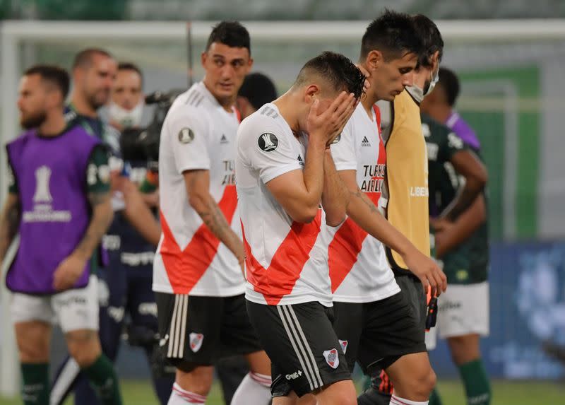 Jugadores de River tras el partido frente a Palmeiras. Allianz Parque, Sao Paulo, Brasil. 12 de enero de 2021. Pool via REUTERS/Nelson Almeida