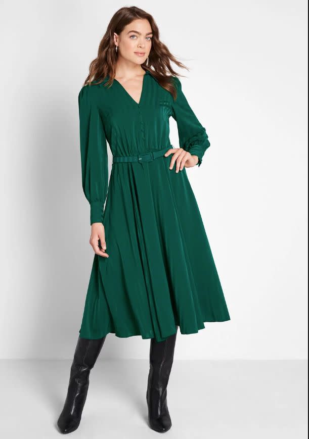 Rock this dress with a leather jacket for an edgy look.&nbsp;<a href="https://fave.co/2POYIv6" target="_blank" rel="noopener noreferrer"><strong>Find it for $130 at ModCloth</strong>﻿</a>.