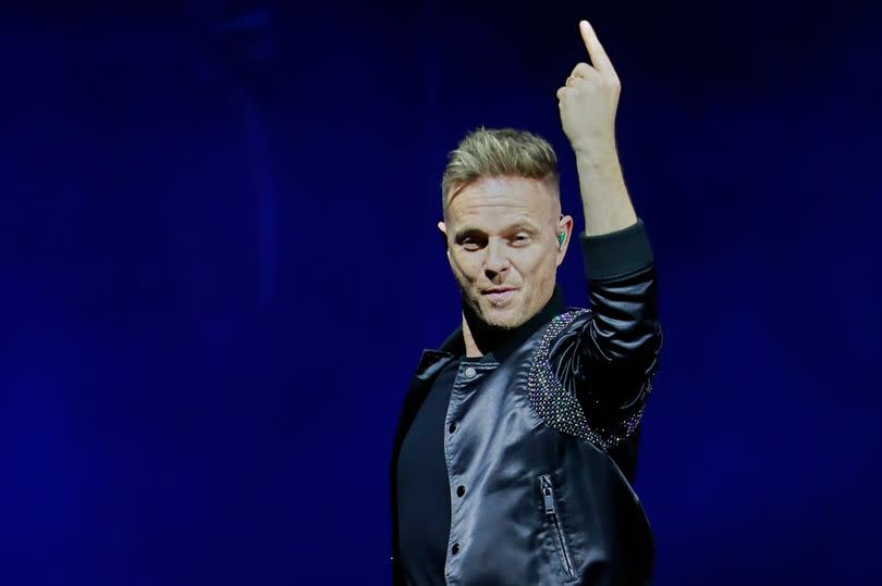 Nicky Byrne of Westlife perform during a concert at Arena Ciudad de Mexico