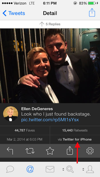 Ellen tweet iPhone