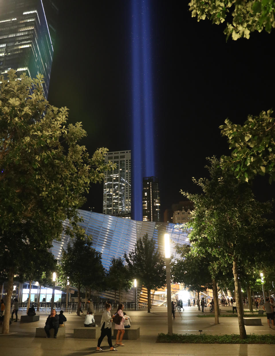 <p>The Tribute in Light rises above the New York skyline from the National September 11 Memorial & Museum on Sept. 11, 2017. (Gordon Donovan/Yahoo News) </p>