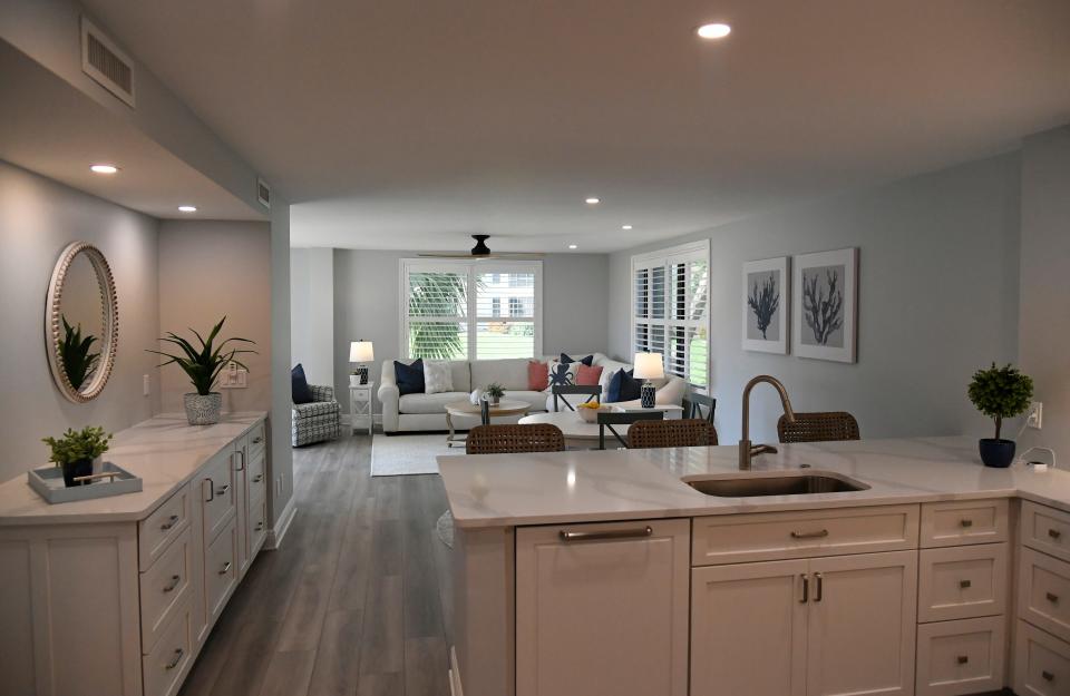 Realtor Judy Berger’s listing at 5780 Midnight Pass Road, Apt 110B (B Building), is a three-bed, two-bath first-floor unit with a lanai. The unitm, which has been updated throughout and is 1,361 square feet under air, is priced at $1.35 million.