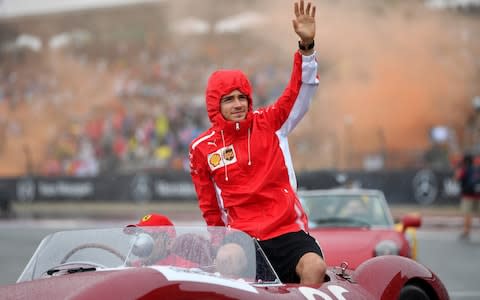 Charles Leclerc of Monaco and Ferrari waves to the crowd on the drivers parade before the F1 Grand Prix of Germany at Hockenheimring on July 28, 2019 in Hockenheim, Germany. - Credit: &nbsp;Getty Images Europe