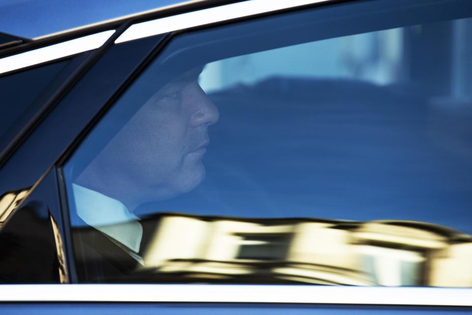 Britain's Brexit Secretary Stephen Barclay arrives for a meeting with European Union chief Brexit negotiator Michel Barnier at the European Commission headquarters in Brussels, Friday, Sept. 20, 2019. British and European Union negotiators were meeting Friday in search of an elusive Brexit deal, as Ireland's deputy leader warned that while the "mood music" was improving, the two sides remain far apart. (AP Photo/Francisco Seco)