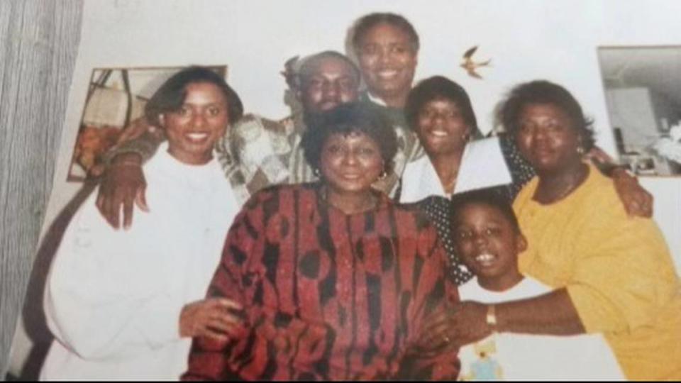 The Rev. Johnny Scott is surrounded by daughter Crystal Watson, wife Greta Scott, grandson Jamail Watson, daughter Shelia Clark, grandson Octavious Clark and his wife Tiffany Clark.