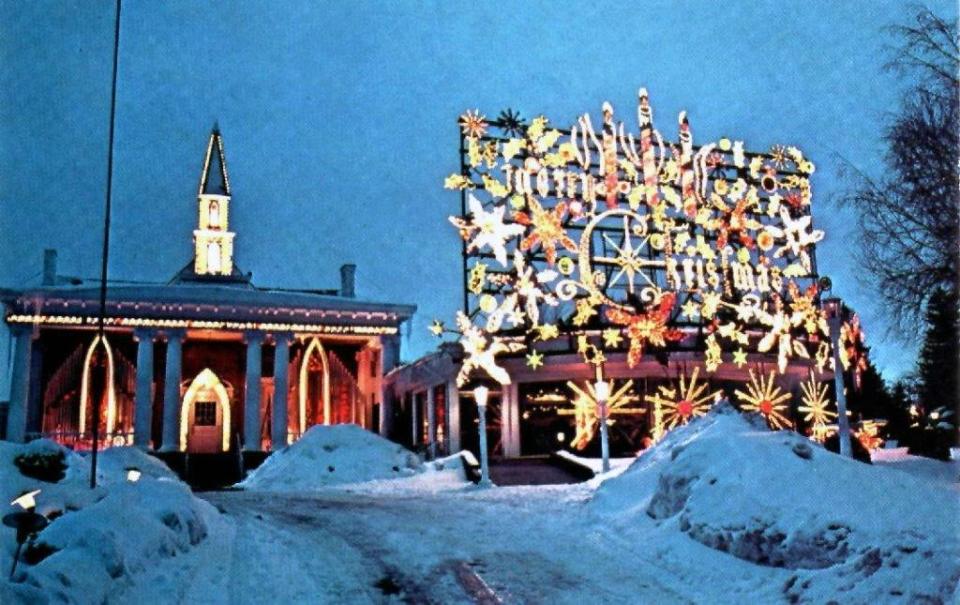 A homemade holiday decoration was one of many on display at Trinkaus Manor in Oriskany between 1956 and 1992 and drew locals and tourists alike. The "Merry Christmas" sign alone had over 180 lights.