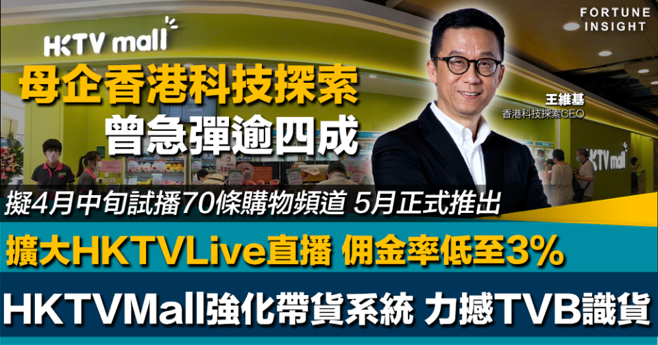 直播帶貨大戰｜HKTVmall母企香港科技探索曾彈逾四成 強化HKTVLive對撼TVB識貨