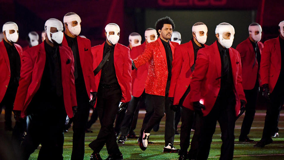 One moment during The Weeknd's Super Bowl halftime show left fans baffled. Photo: Getty