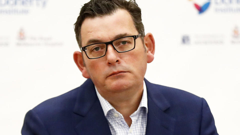 Daniel Andrews, pictured here speaking to the media during a press conference in Melbourne. 