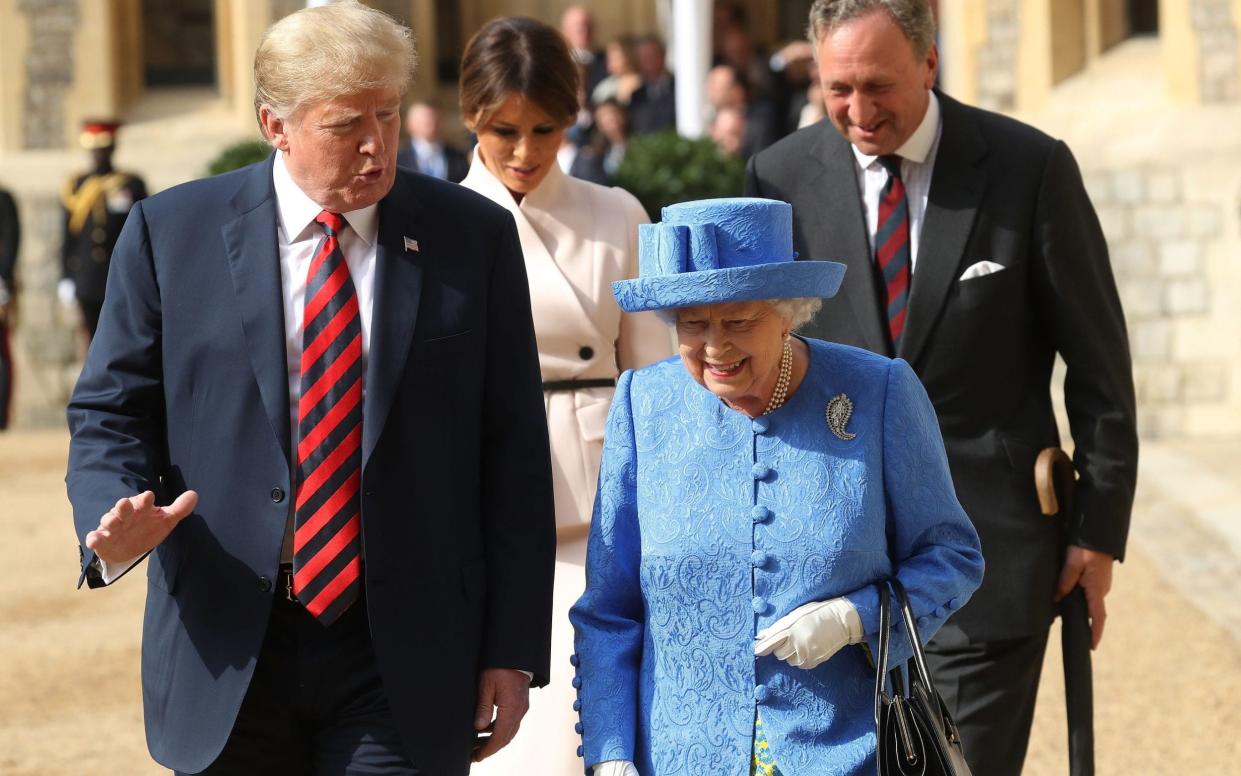 President Trump and the Queen at Windsor Castle together last year - PA