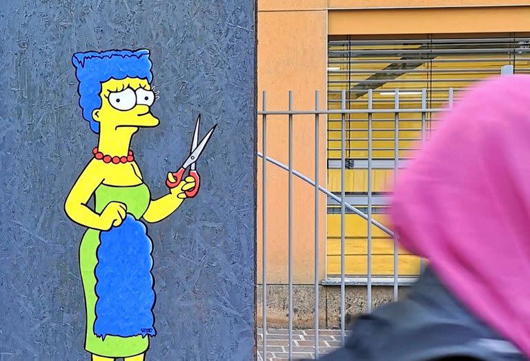 El mural del artista italiano de Marge Simpson