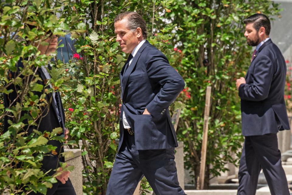 Hunter Biden leaves the J. Caleb Boggs Federal Building in Wilmington after the hearing regarding his criminal tax case, Wednesday, July 26, 2023.