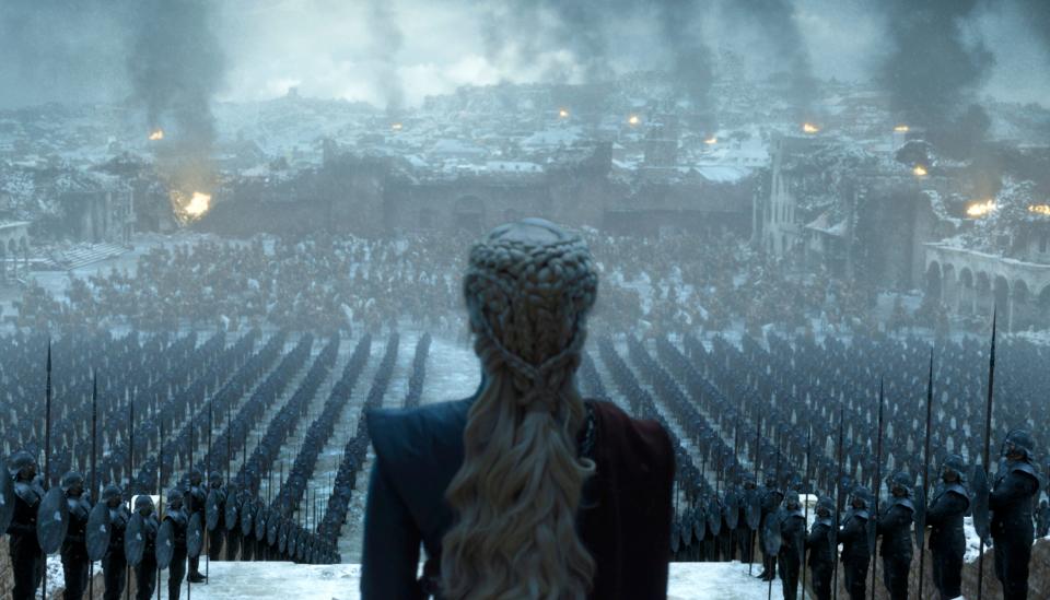 This image released by HBO shows Emilia Clarke in a scene from the series finale of 