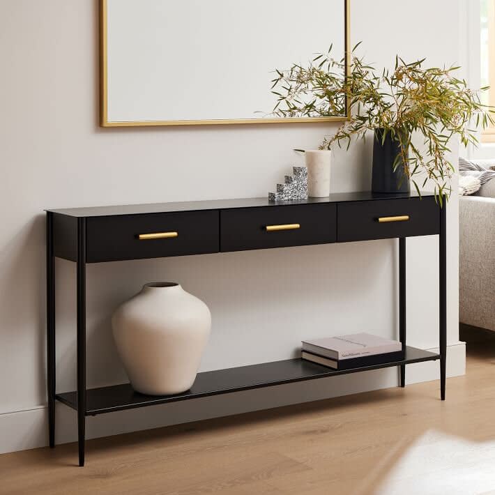 Black Metalwork Console Table with Drawers
