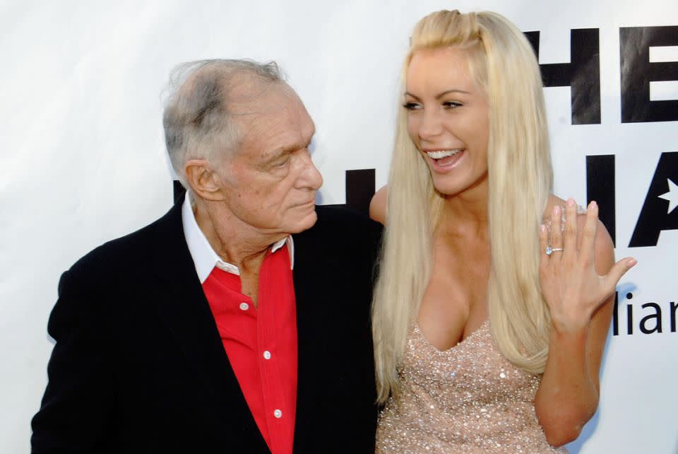 Hugh Hefner with his third wife, Crystal. Source: Getty