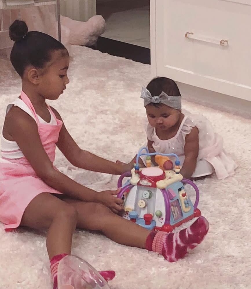 North West (L) and True Thompson in October 2018 | Kim Kardashian West/Instagram