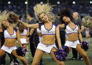 Baltimore Ravens cheerleaders perform in the first half of an NFL preseason football game against the San Francisco 49ers.