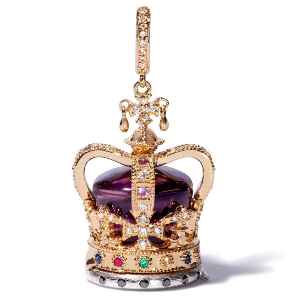 <p><a href="https://go.redirectingat.com?id=74968X1596630&url=https%3A%2F%2Fwww.annoushka.com%2Fus%2F18ct-yellow-gold-amethyst-diamond-coronation-crown-locket-charm-032235.html&sref=https%3A%2F%2Fwww.bestproducts.com%2Fbuzzing-news%2Fg43794836%2Fbest-coronation-memorabilia-souvenirs-may-2023%2F" rel="nofollow noopener" target="_blank" data-ylk="slk:Shop Now;elm:context_link;itc:0;sec:content-canvas" class="link ">Shop Now</a></p><p>Coronation Crown Locket Charm</p><p>$5000.00</p><p>annoushka.com</p>